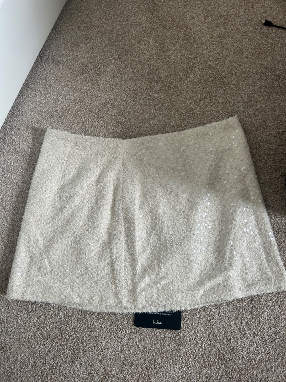Lulus Zenovia Cream Sequin Mini skirt - Size XL - Picture 3 of 4